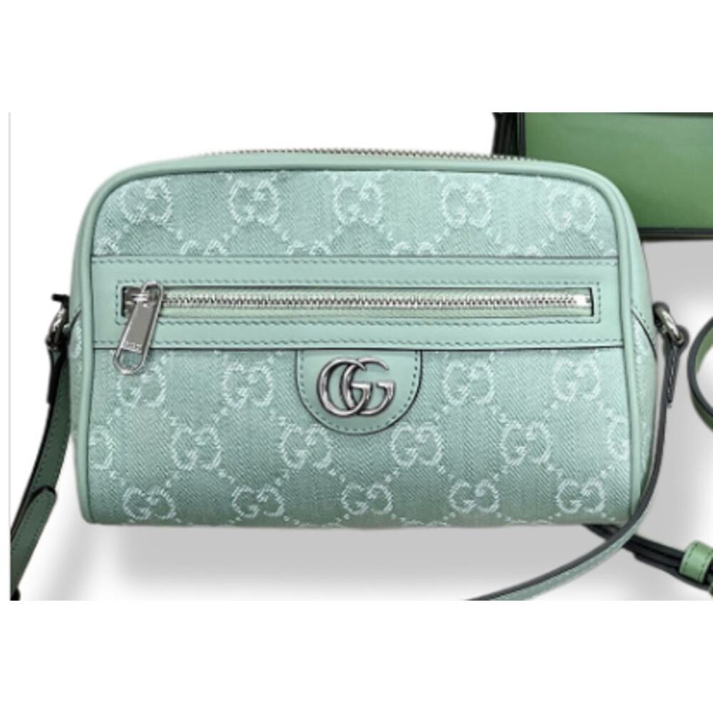 Gucci Ophidia Mini Paille Green GG Supreme Canvas Leather Shoulder Bag - Picture 4 of 4